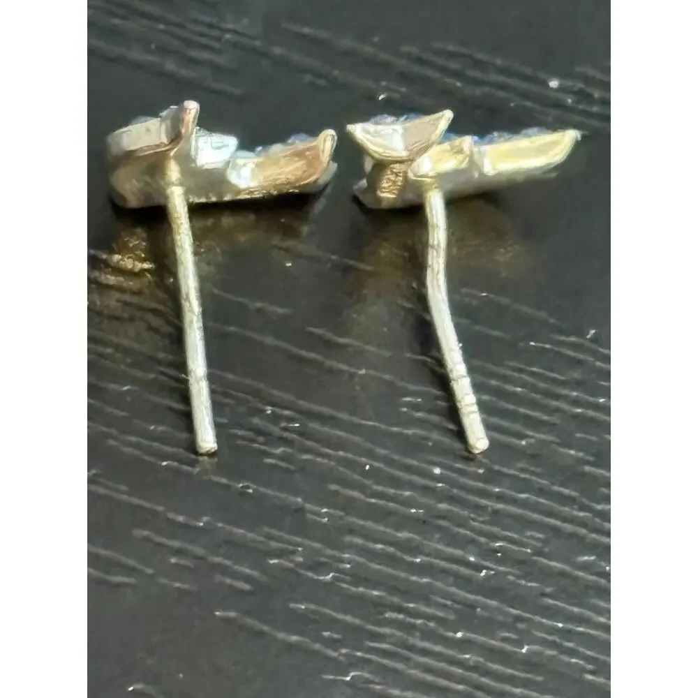 Vintage Sterling Silver Dolphin Earrings Rhinestone